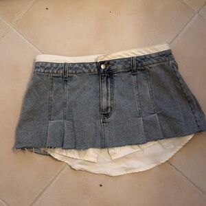 BDG Light Blue Denim Distressed Skirt